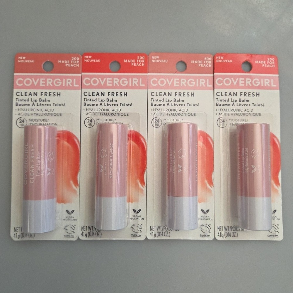 4 NEW CoverGirl Clean Fresh Tinted Lip Balm, #200 Made For‎ Peach FAST SHIPPING